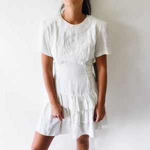 Vintage White Lace Collar Peter Pan Tiered Chauncey St Mini Dress